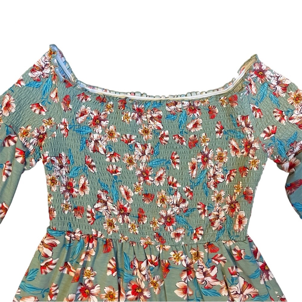 NWT Juniors’ Xhilaration Jade Haze Off the Shoulder Floral Print  Dress Size M - Picture 3 of 8